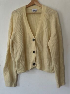 Ganni butter yellow cardigan